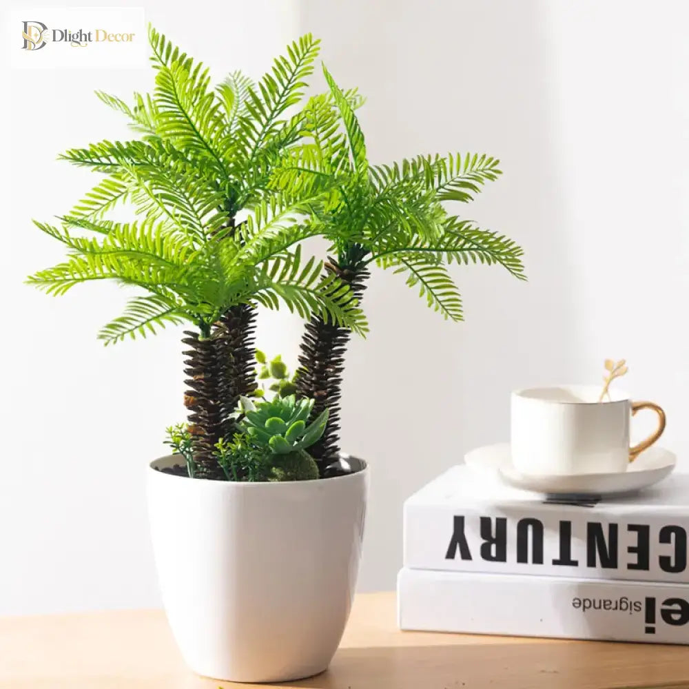 Dlight Decor Potted Palm Plant 33cm or 40cm with Succulents