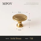 Antique brass cabinet knob with domed top and scalloped rim, 35mm