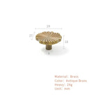Antique-style ruffled cabinet handle, antique brass brass rosette with round single-hole base