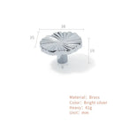Bright silver ruffled cabinet handle with fan ridges, shown with size measurements.