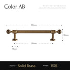 Brushed brass cabinet handle pull with shell-shaped end knobs and two mounting posts