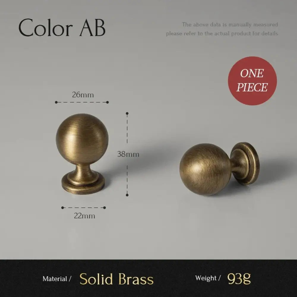 Solid brass T-bar cabinet pull size diagram, showing round end dimensions and weight