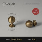 Solid brass T-bar cabinet pull size diagram, showing round end dimensions and weight