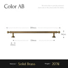 Brushed brass T-bar cabinet pull with rounded ends; 224mm length, AB finish