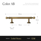 Brushed brass T-bar cabinet pull with rounded ends; 163mm length, AB finish