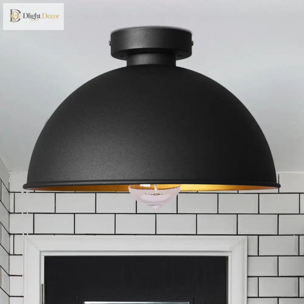 Modern Elegance: Black Dome Flush Mount Ceiling Light