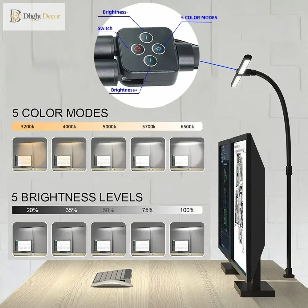 Double Head Led Clip Desk Lamp With Remote Control - Versatile Home And Office Lighting