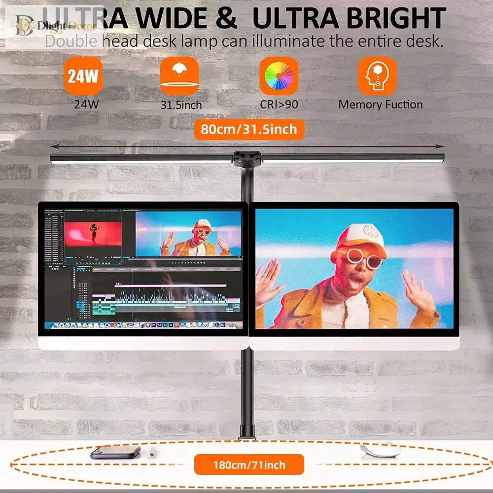 Double Head Led Clip Desk Lamp With Remote Control - Versatile Home And Office Lighting