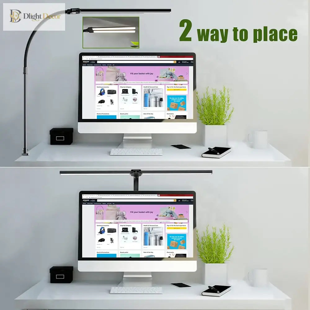 Double Head Led Clip Desk Lamp With Remote Control - Versatile Home And Office Lighting