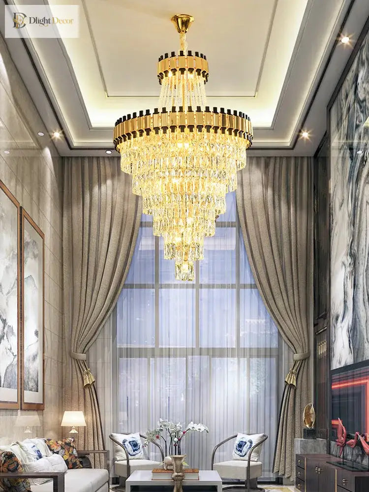 Duplex Building Chandelier - Post - Modern Light Luxury Crystal Elegance For Villas Living Rooms