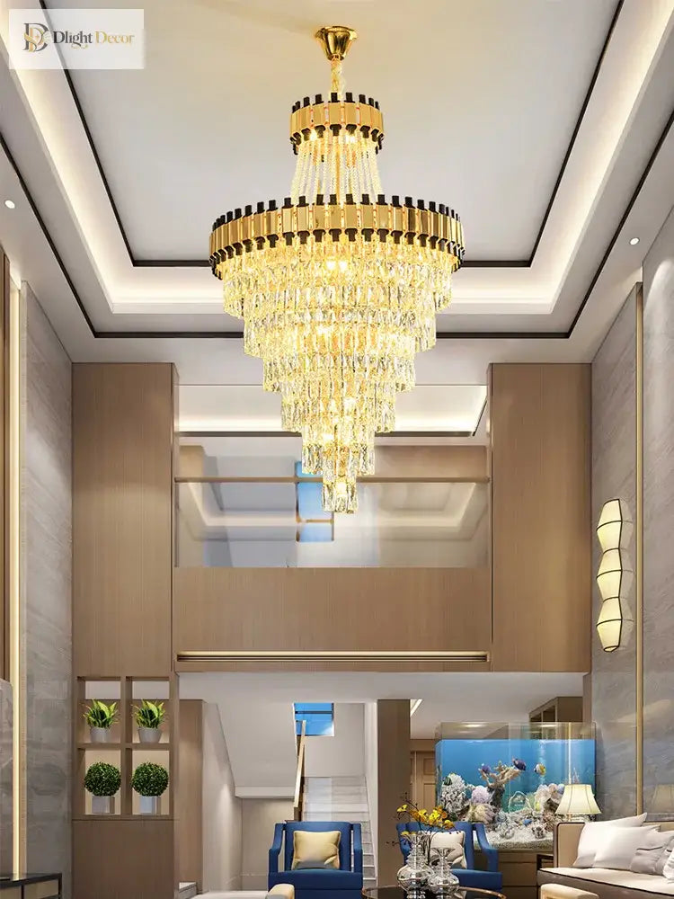 Duplex Building Chandelier - Post - Modern Light Luxury Crystal Elegance For Villas Living Rooms