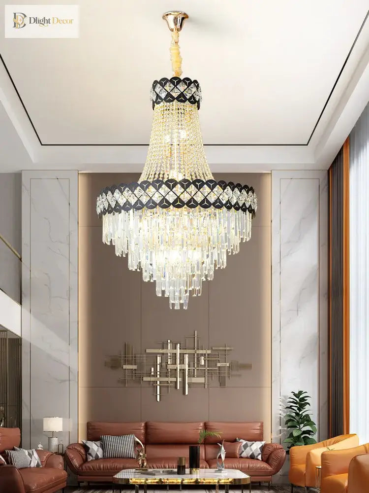 Duplex Building Crystal Chandelier - Post - Modern Light Luxury Elegance For Spiral Staircases