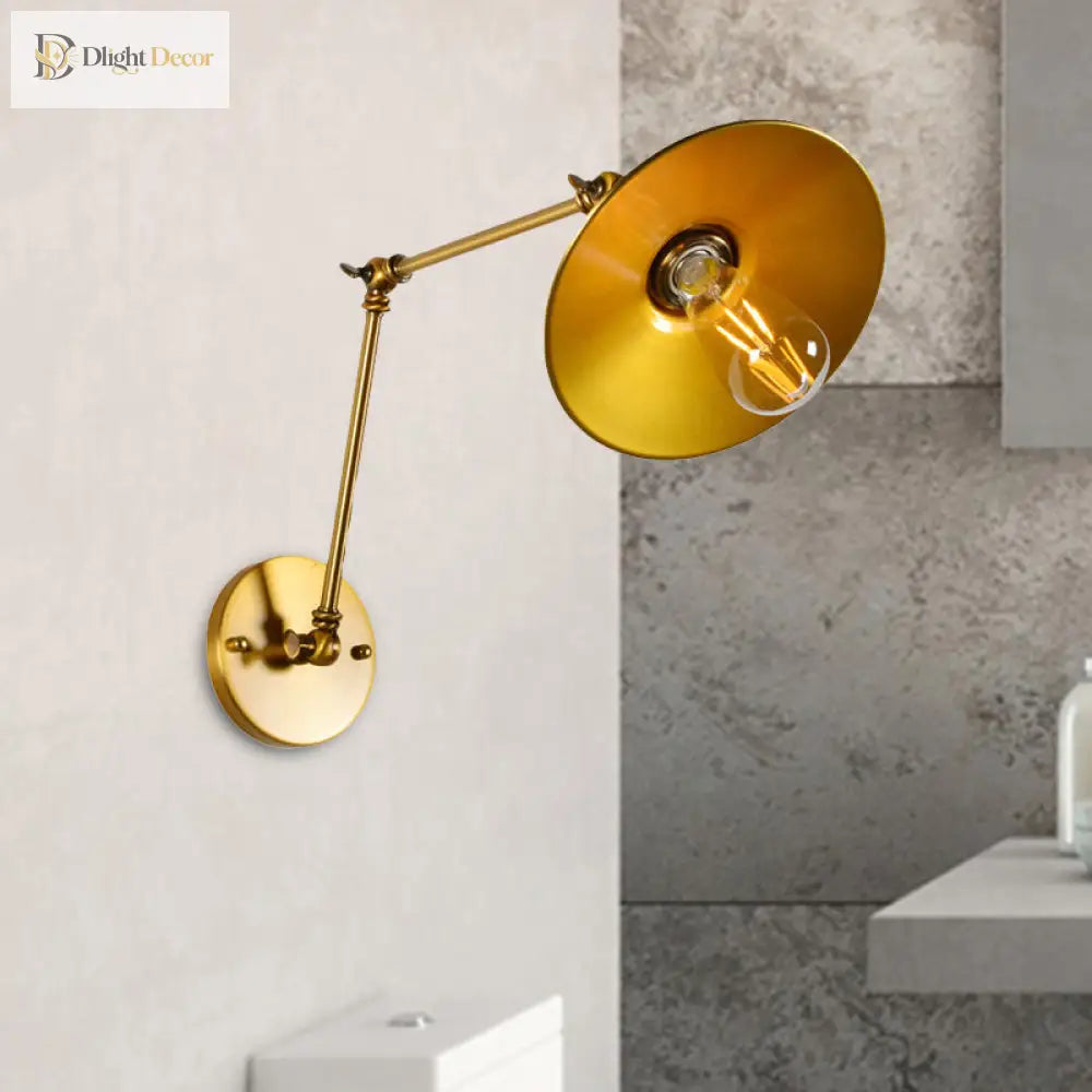 Edison’s Adjustable Embrace: Industrial Brass Swing Arm Wall Lamp