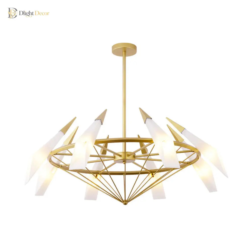 Elara’s Modern Chandelier - Two - Tone Glass Elegance (8 - Light)