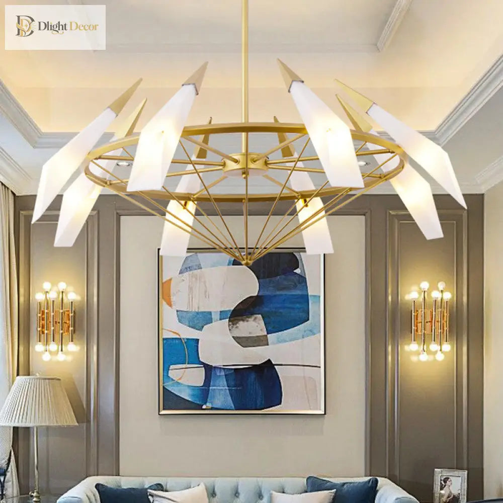 Elara’s Modern Chandelier - Two - Tone Glass Elegance (8 - Light)