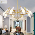 Elara’s Modern Chandelier - Two - Tone Glass Elegance (8 - Light)