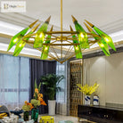 Elara’s Modern Chandelier - Two - Tone Glass Elegance (8 - Light)