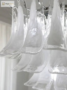 Elara White Petal Glass LED Chandelier for Staircase & Villa Décor chandelier