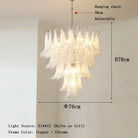Elara White Petal Glass LED Chandelier for Staircase & Villa Décor 76cm / Copper Frame / White Light chandelier