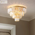 Eleanor’s Modern Crystal Chandelier: Tiered Elegance In Gold (5 Or 6 Lights)