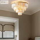Eleanor’s Modern Crystal Chandelier: Tiered Elegance In Gold (5 Or 6 Lights)