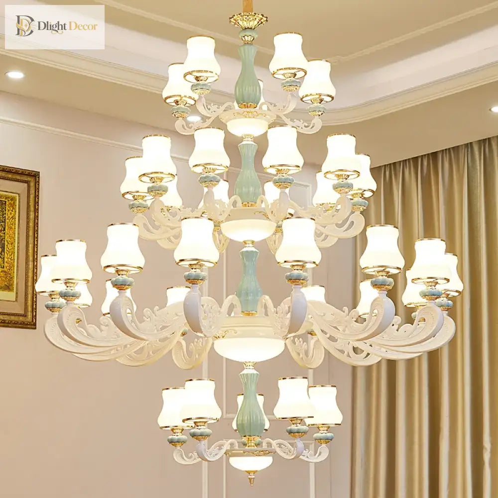 Elegant European - Style Duplex Building Chandelier - Ideal For Villa Living Rooms Grand Halls And