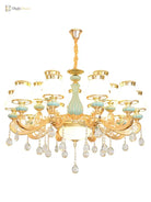 Elegant Blue Ceramic European Crystal Chandelier - Perfect For Living Rooms Dining And Bedrooms