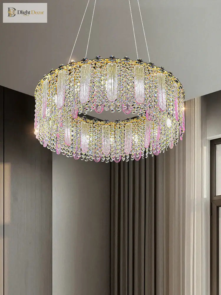 Elegant Feather Crystal Chandelier - A Light Luxury Masterpiece For Bedrooms Living Rooms