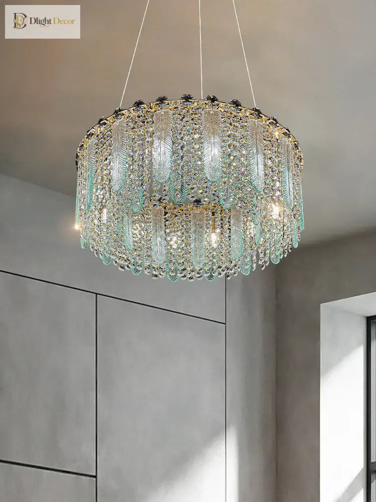 Elegant Feather Crystal Chandelier - A Light Luxury Masterpiece For Bedrooms Living Rooms