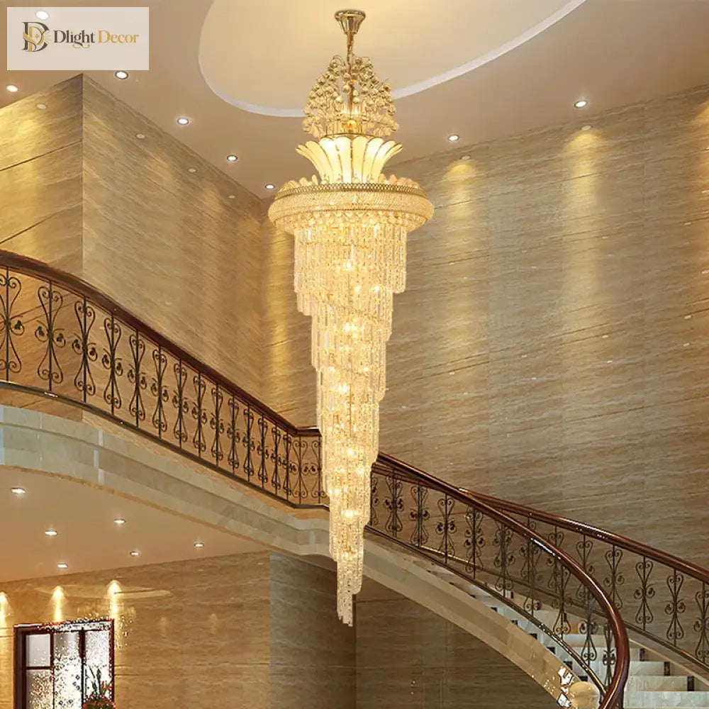 Elegant European - Style Crystal Chandelier - Ideal For Duplex Buildings Hotel Villas And Grand