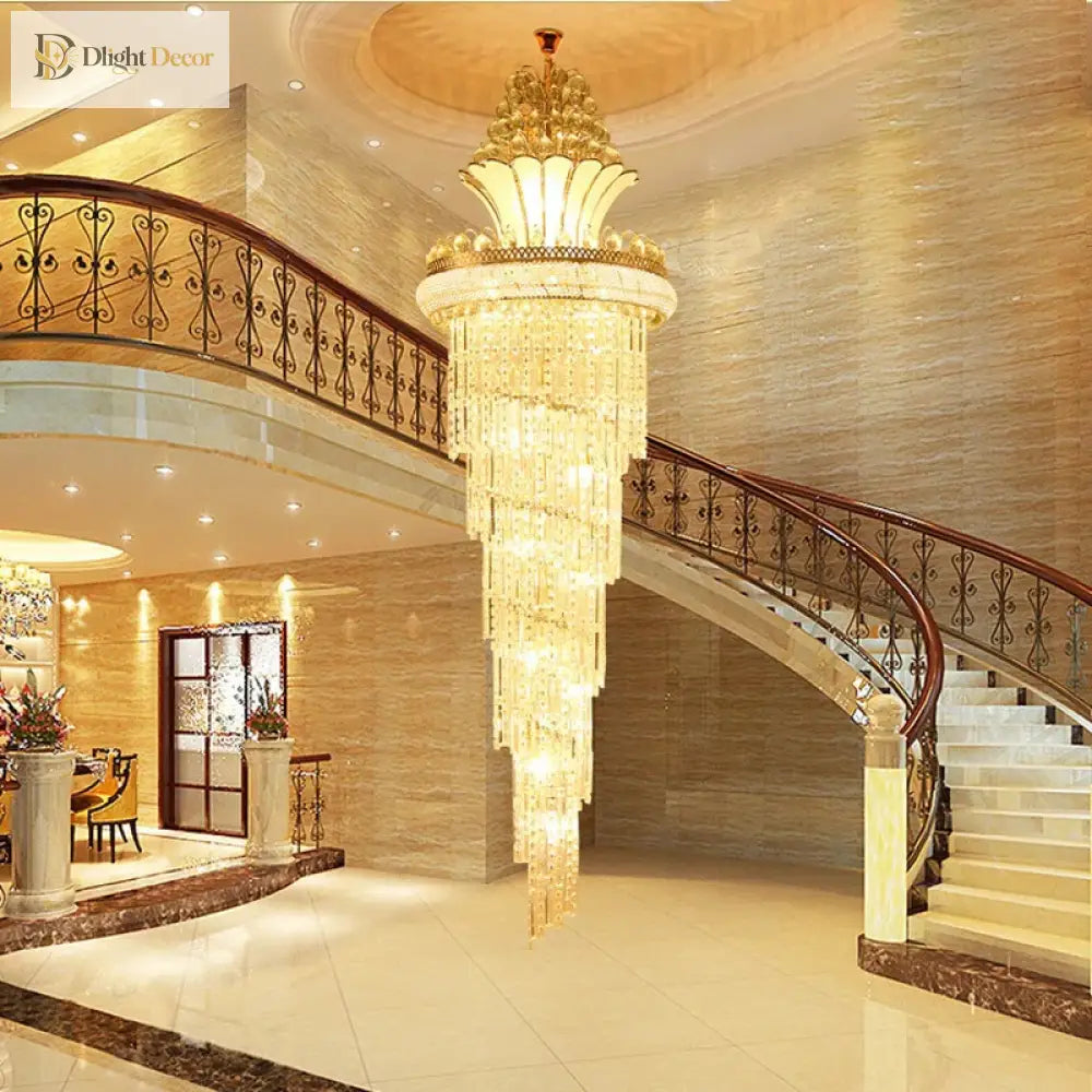 Elegant European - Style Crystal Chandelier - Ideal For Duplex Buildings Hotel Villas And Grand