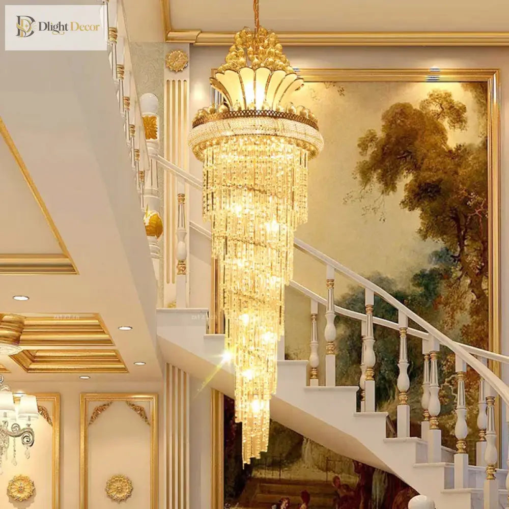Elegant European - Style Crystal Chandelier - Ideal For Duplex Buildings Hotel Villas And Grand