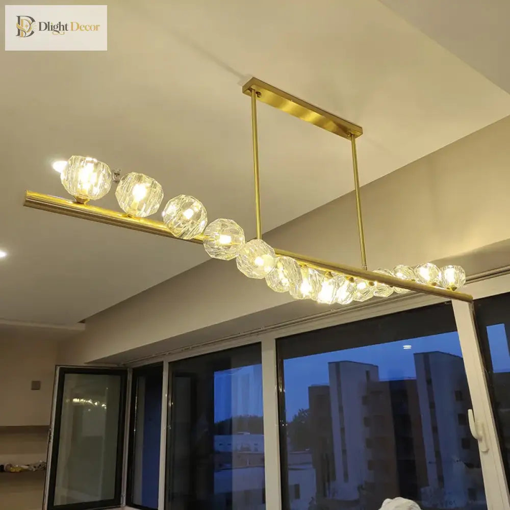 Elegant Rectangle Copper Chandelier - A Luxurious Crystal Light Fixture For Kitchen Islands Hotel