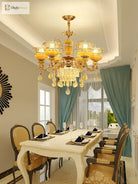 Elegant European Style Crystal Chandelier - A Luxurious Jade - Inspired Main Lamp For Living Rooms