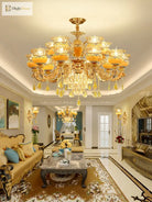 Elegant European Style Crystal Chandelier - A Luxurious Jade - Inspired Main Lamp For Living Rooms