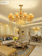 Elegant European Style Crystal Chandelier - A Luxurious Jade - Inspired Main Lamp For Living Rooms