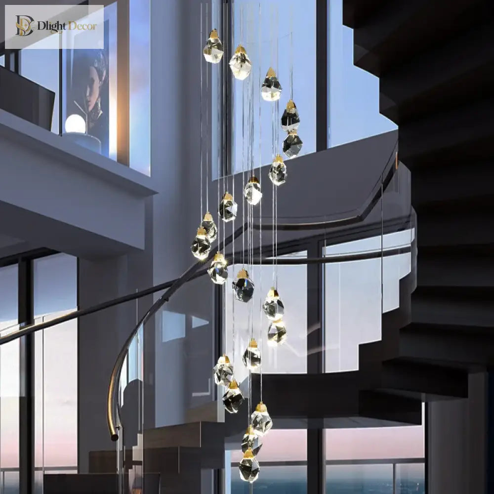 Elegant Light Luxury Crystal Chandelier - Perfect For Staircases Living Rooms Duplexes Villas And