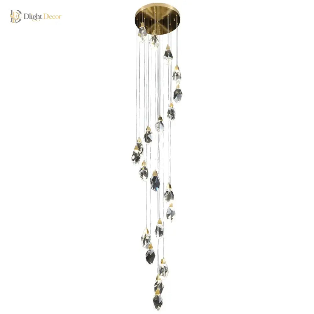Elegant Light Luxury Crystal Chandelier - Perfect For Staircases Living Rooms Duplexes Villas And
