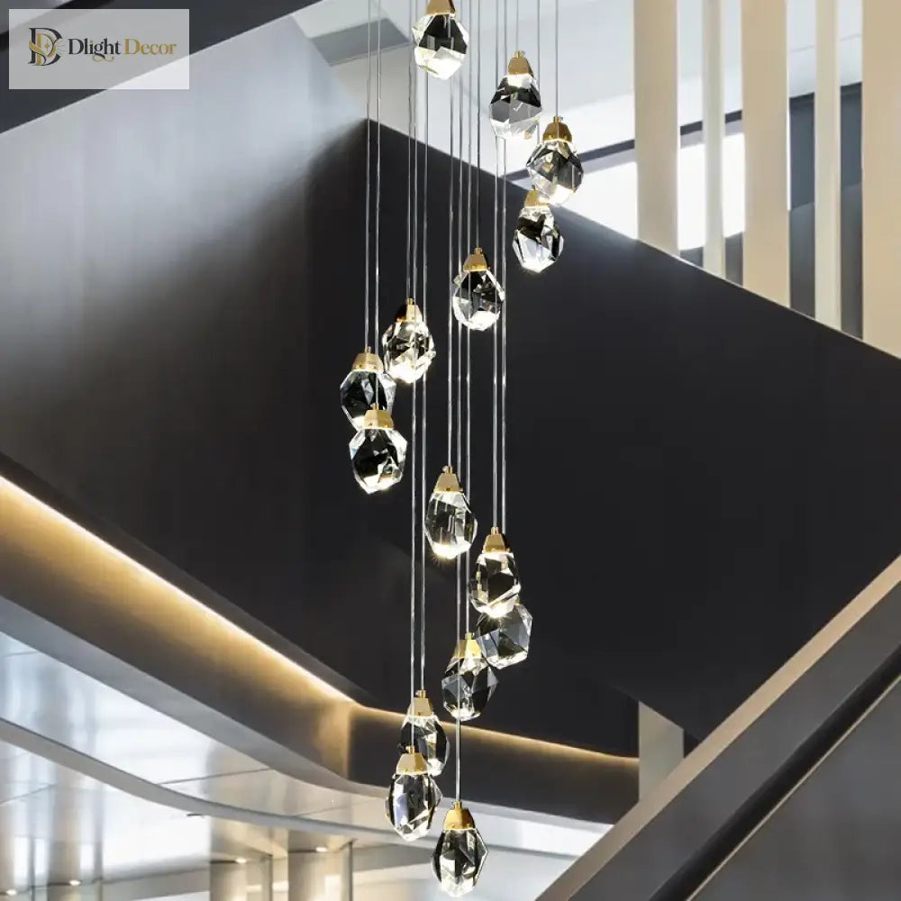 Elegant Light Luxury Crystal Chandelier - Perfect For Staircases Living Rooms Duplexes Villas And