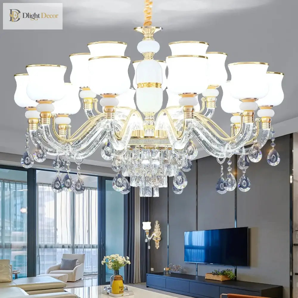 Elegant European Style Crystal Chandelier - Luxury Main Light For Living Rooms Dining And Villa