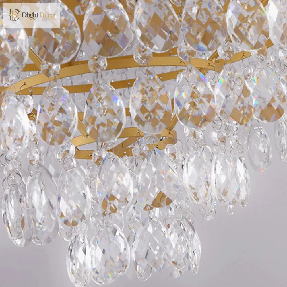 Elegant French Pastoral Golden Crystal Chandelier - Perfect For Living Rooms Dining Bedrooms And