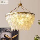 Elegant Round Water Drop Golden Chandelier - A Postmodern Light Luxury Fixture For Living Rooms