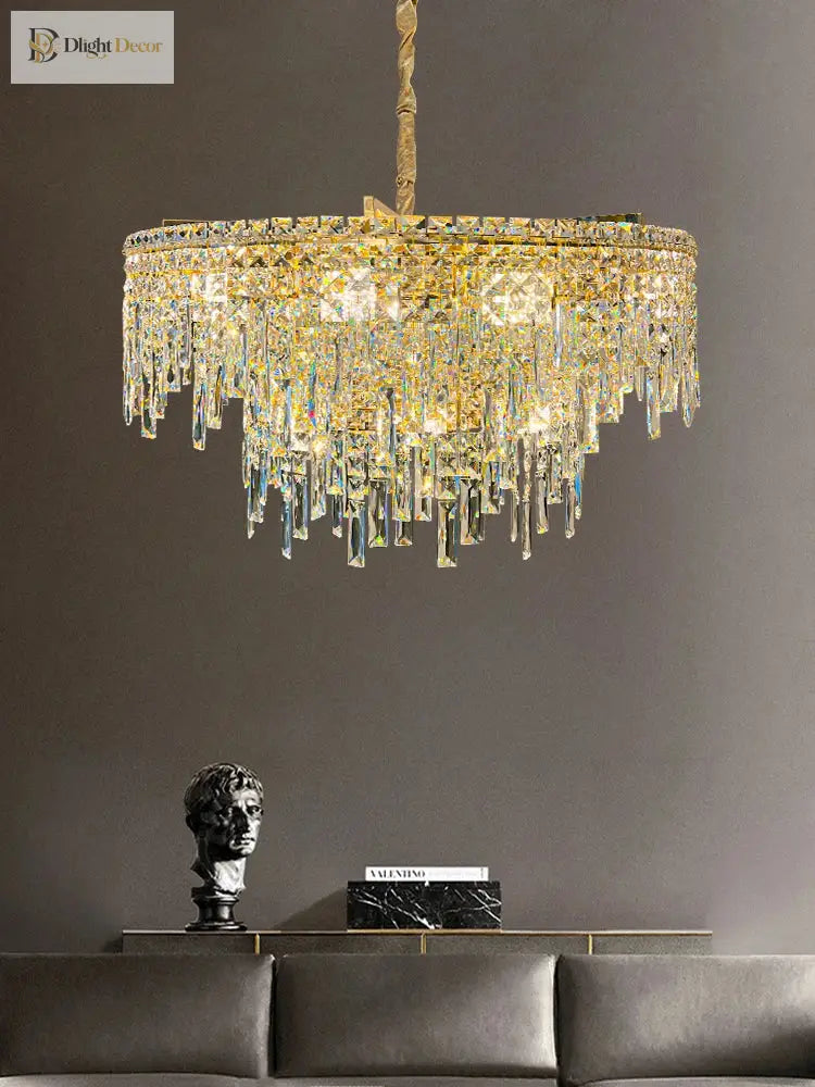 Elegant Golden Round Chandelier - A Creative New Design For Living Rooms Dining And More Chandelier