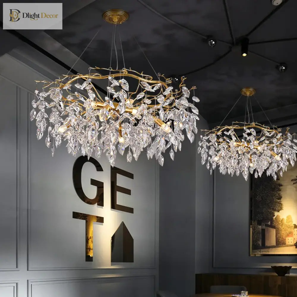 Elegant Long Gold K9 Crystal Chandelier - Ideal For Kitchen Dining Room Bedroom And Living Ceiling