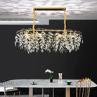 Elegant Long Gold K9 Crystal Chandelier - Ideal For Kitchen Dining Room Bedroom And Living Ceiling