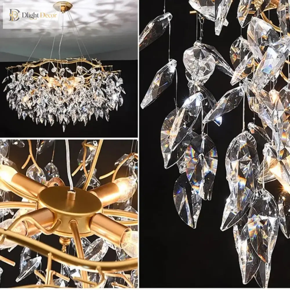 Elegant Long Gold K9 Crystal Chandelier - Ideal For Kitchen Dining Room Bedroom And Living Ceiling