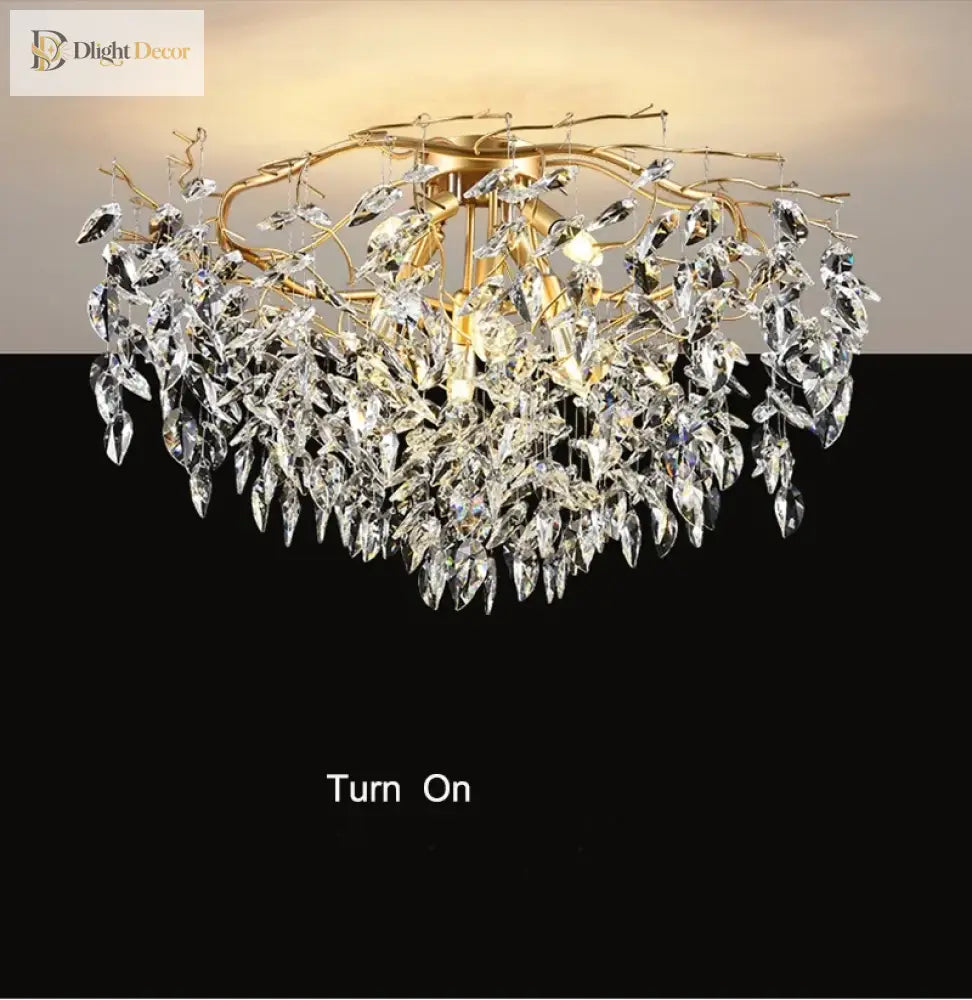 Elegant Long Gold K9 Crystal Chandelier - Ideal For Kitchen Dining Room Bedroom And Living Ceiling