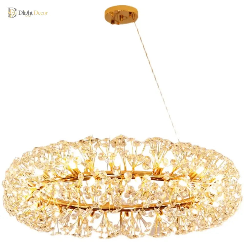 Elegant Modern Gold K9 Crystal Hanging Chandelier - A Luxury Led Fixture For Living And Dining