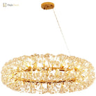 Elegant Modern Gold K9 Crystal Hanging Chandelier - A Luxury Led Fixture For Living And Dining