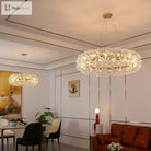 Elegant Modern Gold K9 Crystal Hanging Chandelier - A Luxury Led Fixture For Living And Dining